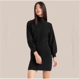 Modern Citizen Nisha Turtleneck Mini Sweater Dress - Black / Small